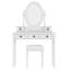 Ensemble de coiffeuse avec miroir à angle réglable, ensemble de coiffeuse et tabouret rembourré avec doublure en velours 5 tiroirs, ensemble de coiffeuse en bois pour la chambre à coucher, blanc-115818140