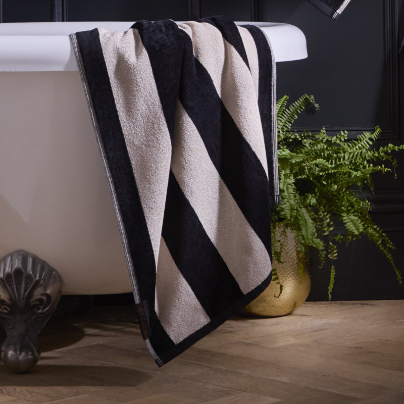 Laurence Llewelyn-Bowen Festivo Stripe Towel Black, Hand Towel