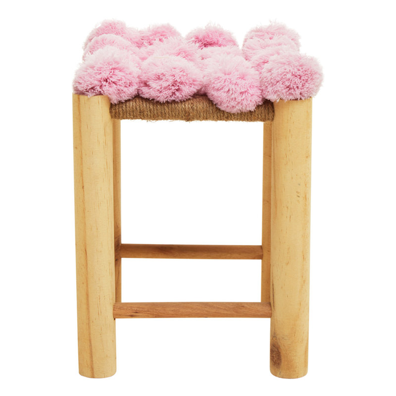 Carentan Solid Wood Accent Stool, Pink