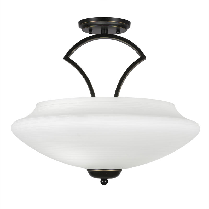 Plafonnier semi-encastré 3 lumières 18 po Couto, Cayenne, Granite noir