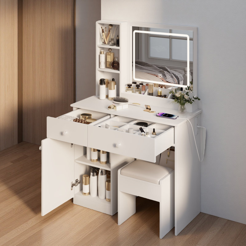 Bureau de coiffeuse avec miroir et lumières pour le maquillage Fashion