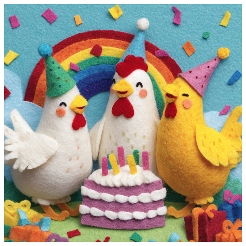 Rideaux de douche Felt Chickens Birthday Cake, 70 po l x 72 po H