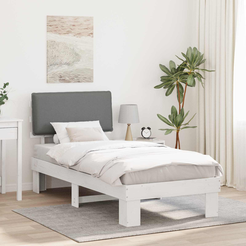 Steel Bed Frame, Small Single (2'6), Light Grey/White