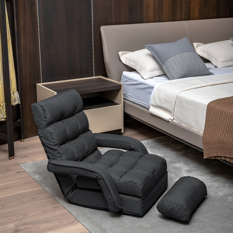 Chaise longue à accoudoirs encastrés Roger, Microfibre gris anthracite