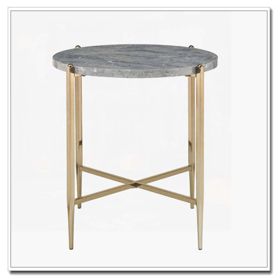 Table de bout ronde grise et champagne