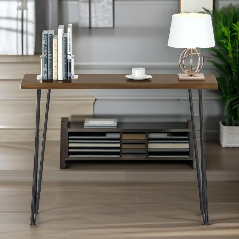 Gerron Rustic Industrial Wooden Console Table with Hairpin Legs Entryway Living Room