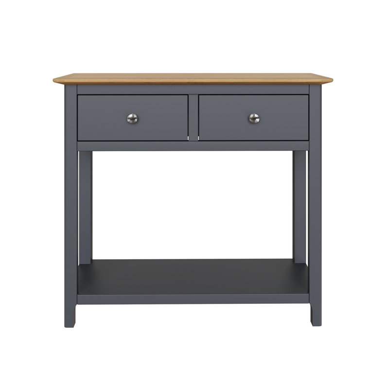 Casiano 85cm Solid Wood 2 Drawer Console Table, Blue