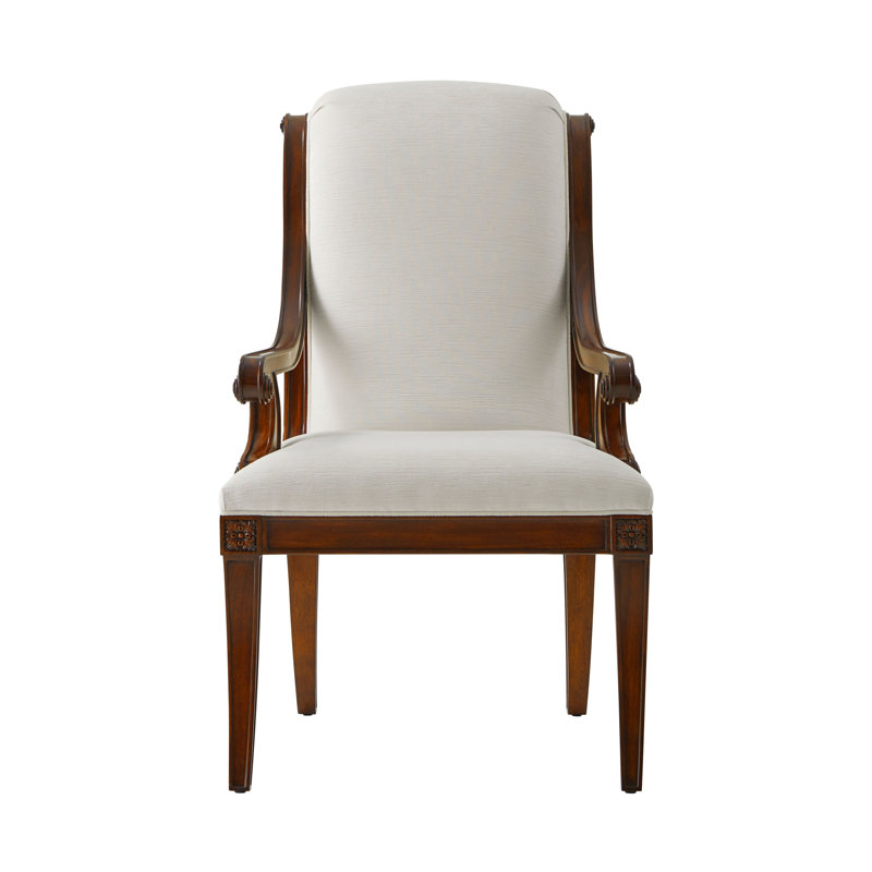 Chaise avec accoudoirs rembourrée Gabrielle, Alpaga