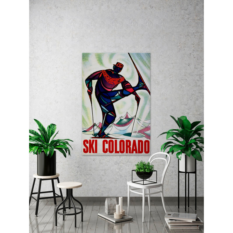 « ski colorado », affiche rétro sur toile tendue, H 18 po x l 12 po