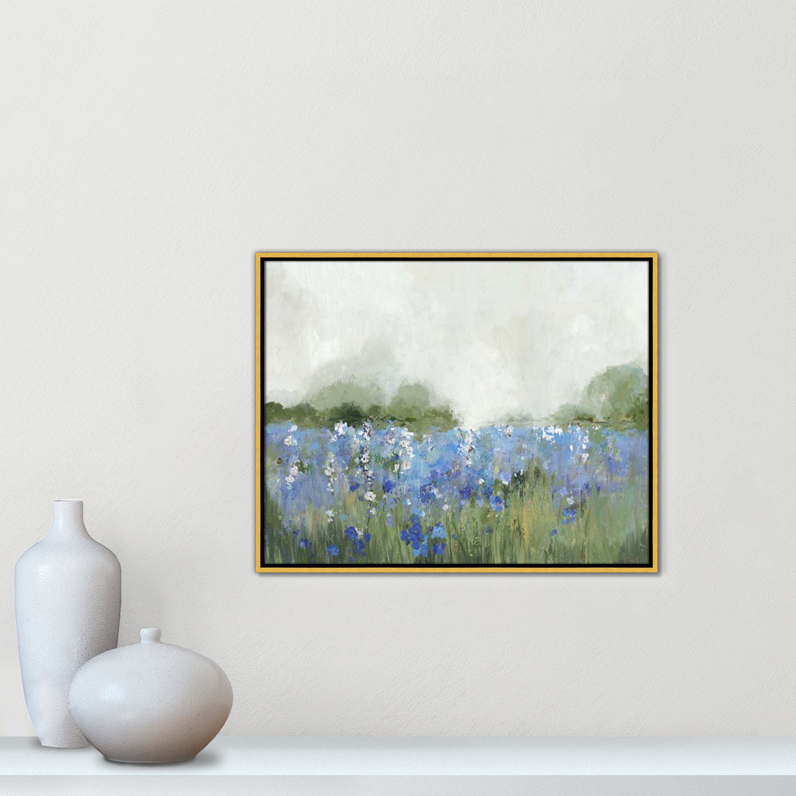 Meadows Bluebells Field by Allison Pearce, 23.5" H x 29.5" W x 2" D, Gold Framed