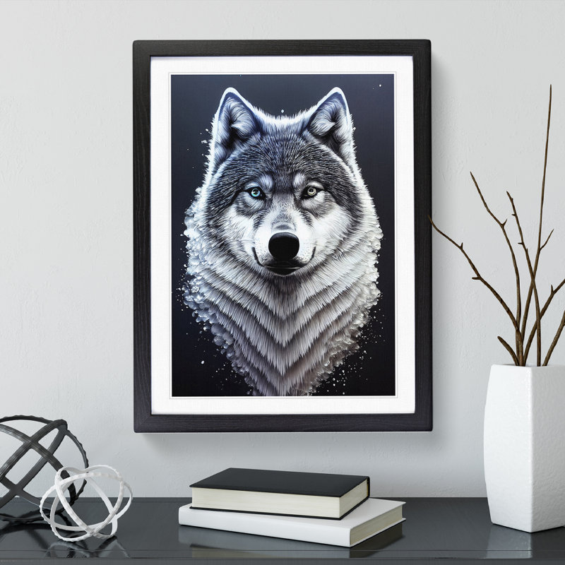 Bust Of The Wolf No.1 - Print, White, Black Framed, 66cm H x 48cm W x 2cm D