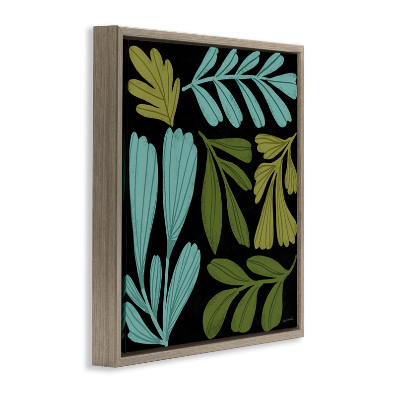 «Varied Leaves Collage» par Cheryl Warrick, H 25 po x l 25 po, Cadre flottant orme Montalcino