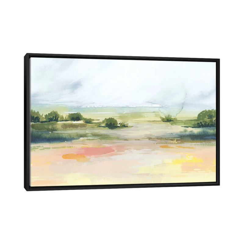 Sunéclairé Marsh I par Grace Popp-reproduction d’art, Pas de tapis, H 40 po x l 60 po x 1,5 po, Toile avec cadre noir