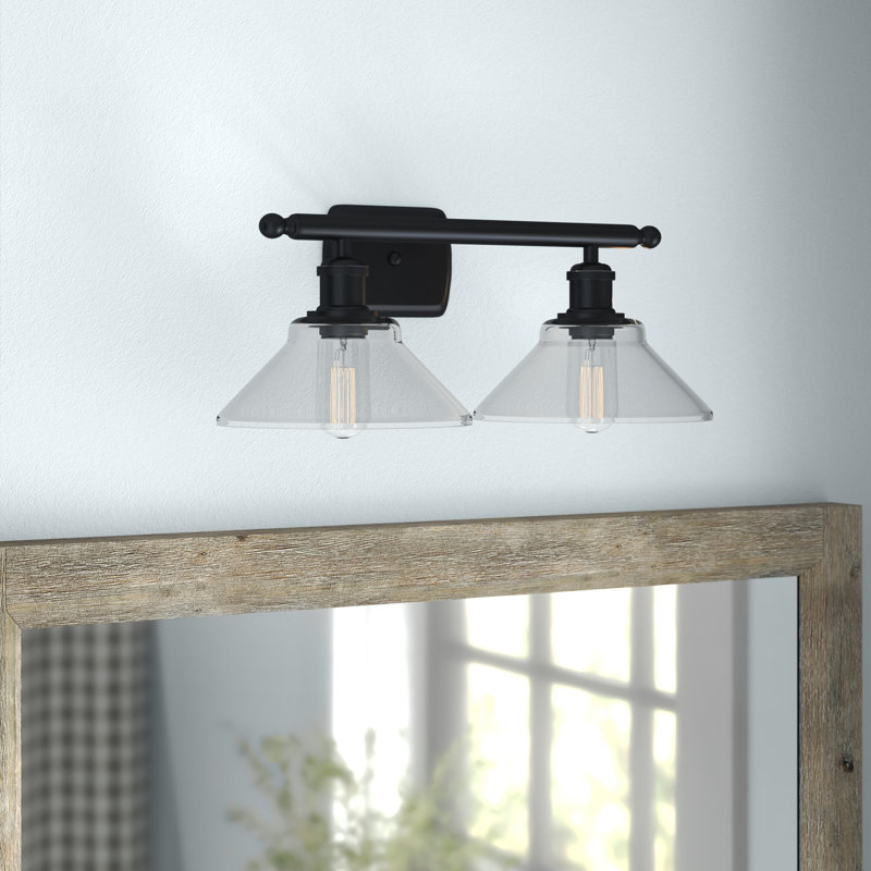 Éclairage pour salle de bain à intensité variable 2 lumières Newton St Loe, Noir mat, Transparent, Ampoule DEL 6 watts Vinage