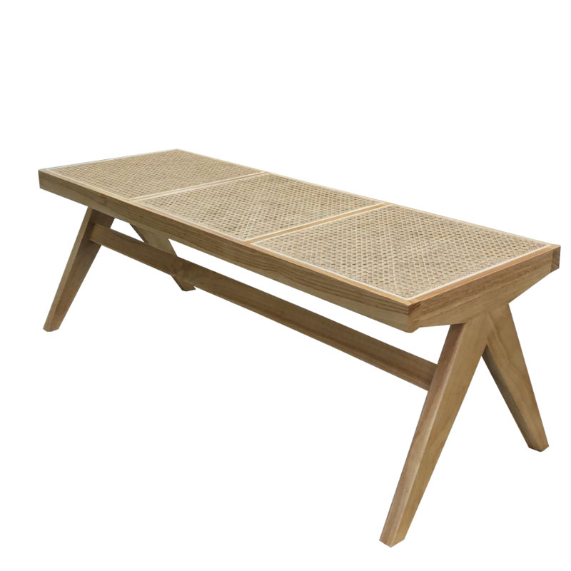 Shawn Cane Wood Bench, Yellow