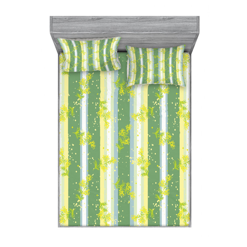 Microfiber Striped Sheet Set, Queen Sheet Set with Fitted Sheet, Striped 2