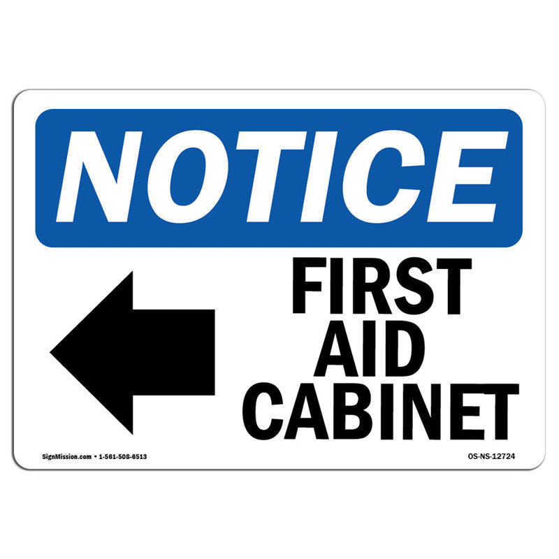 First aid Cabinet Left Arrow Sign