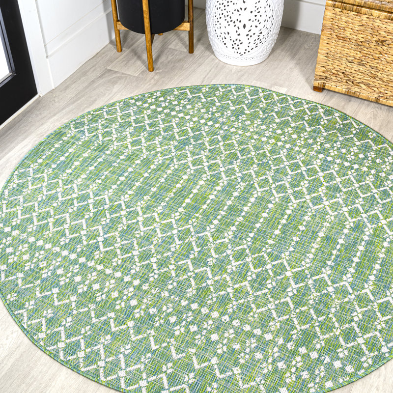 Tapis d'intérieur / extérieur Crompton, Vert/crème, Rond 5 pi 3 po