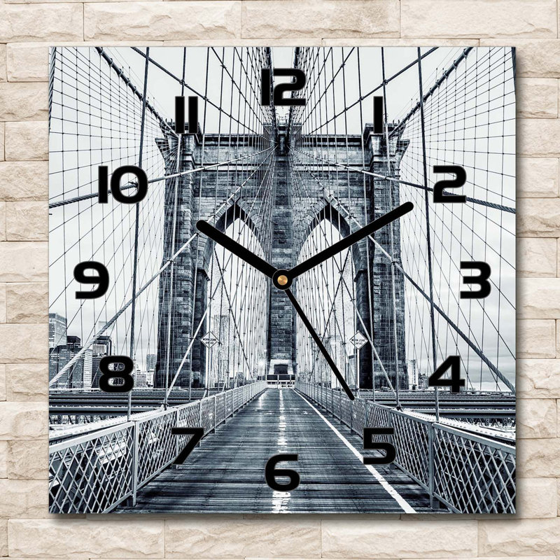 Hermosinda Glass Wall Clock, Black/Dark Blue