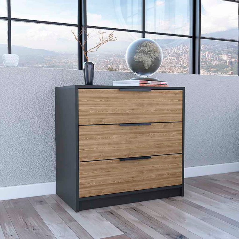 Anayelly 27.6'' W 3 - Drawer Dresser, Black/Brown