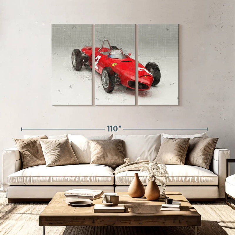 Ferrari 156 Sharknose Car Three-Quarter View, 48" H x 74" W