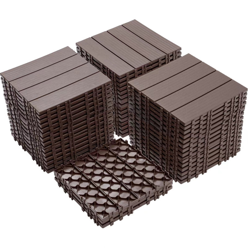 Carreaux de terrasse en plastique emboîtables, Café clair