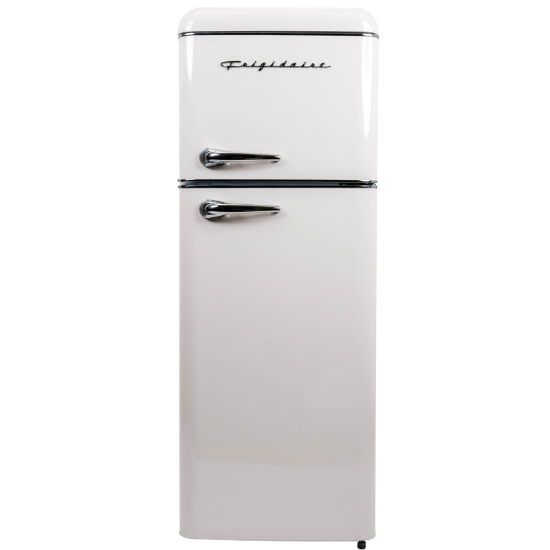 Frigidaire 7.5 Cu. Ft. Top Mount Retro Refrigerator Freezer Combo, Apartment Size Upright Fridge Freezer, Cream