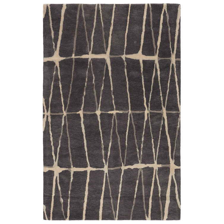 Pete Geometric Handmade Tufted Wool Gray/Cream Area Rug