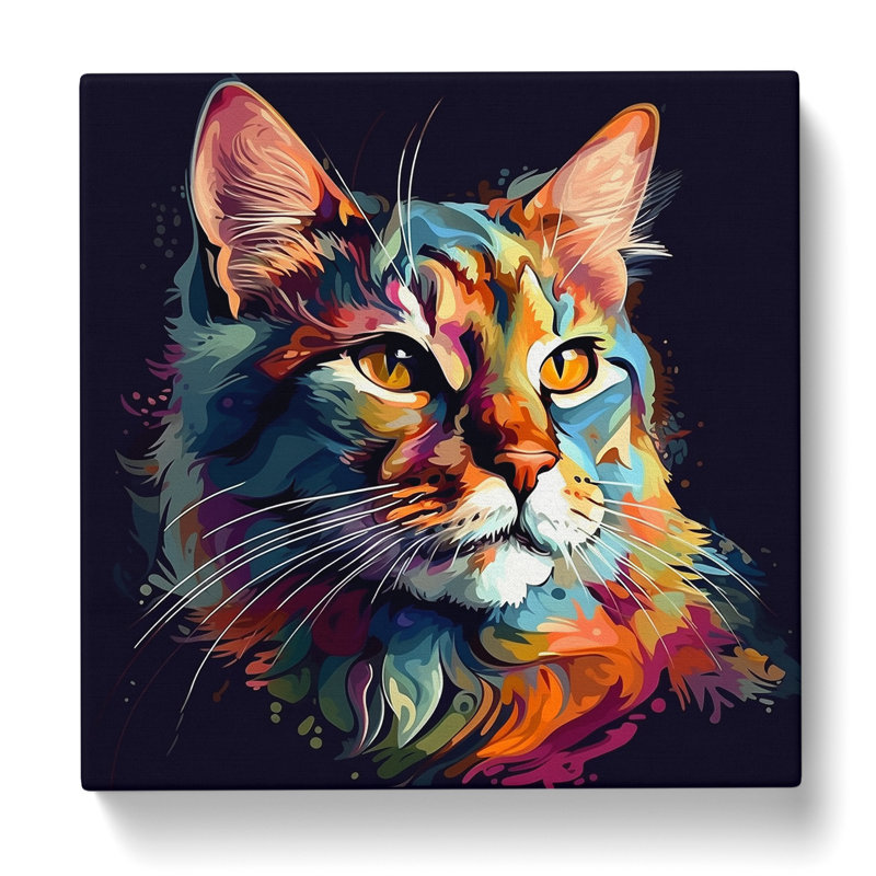 Cat Graphic No.2 - No Frame Print, 35cm H x 35cm W x 3cm D