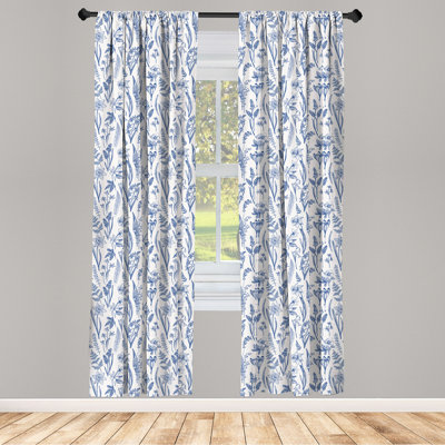 Floral Semi-Sheer Rod Pocket Curtain Panels