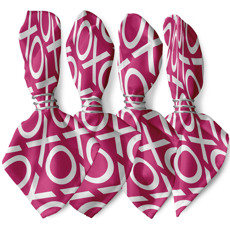 Ensemble de serviettes 4 pièces Saint-Valentin, L 18 po x L 18 po, Fuchsia