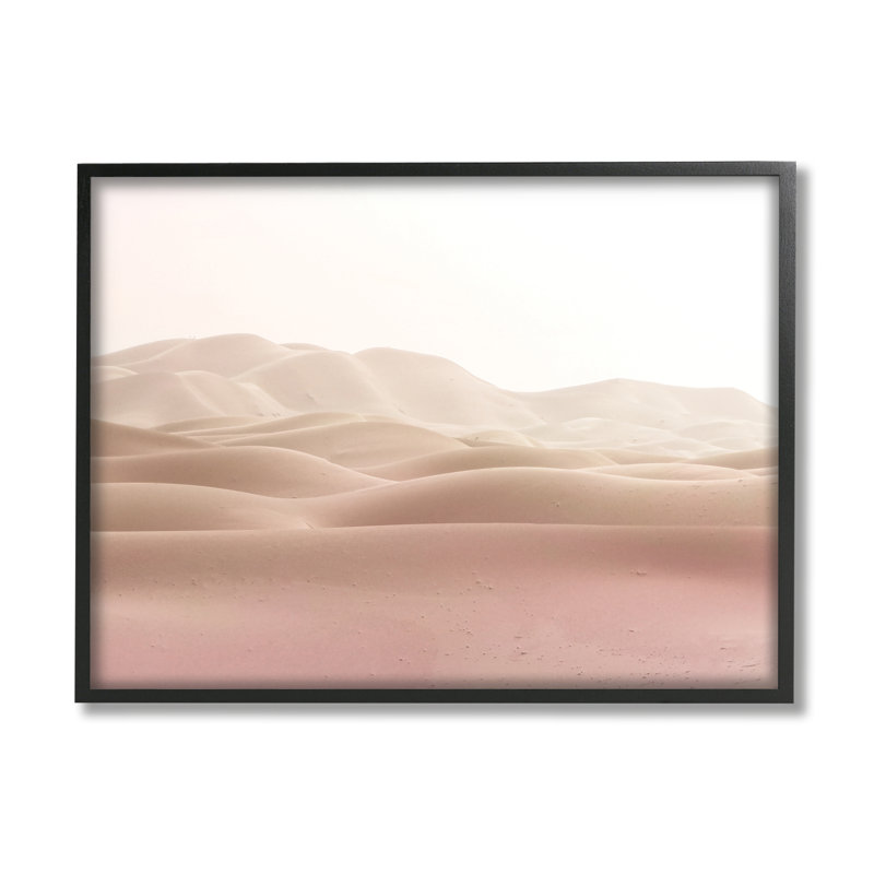 «Desert Sand Dunes Landscape Beige White Sky» par Kim Allen - impression, Giclée encadrée noir minuit, H 24 po x l 30 po