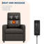 Fauteuil inclinable électrique avec massage et chaleur, fauteuil inclinable électrique en lin réglable avec port USB, poches latérales et dossier haut-155379333