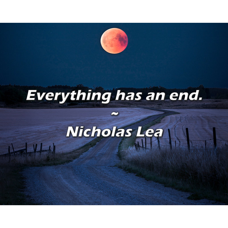 Nicholas Lea Quote: Everything has an end., 26" H x 32" W