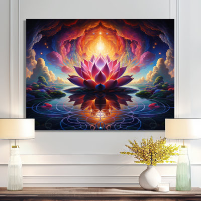«Majestic Pink Lotus Glorious Magical Sunset» - art mural Lotus