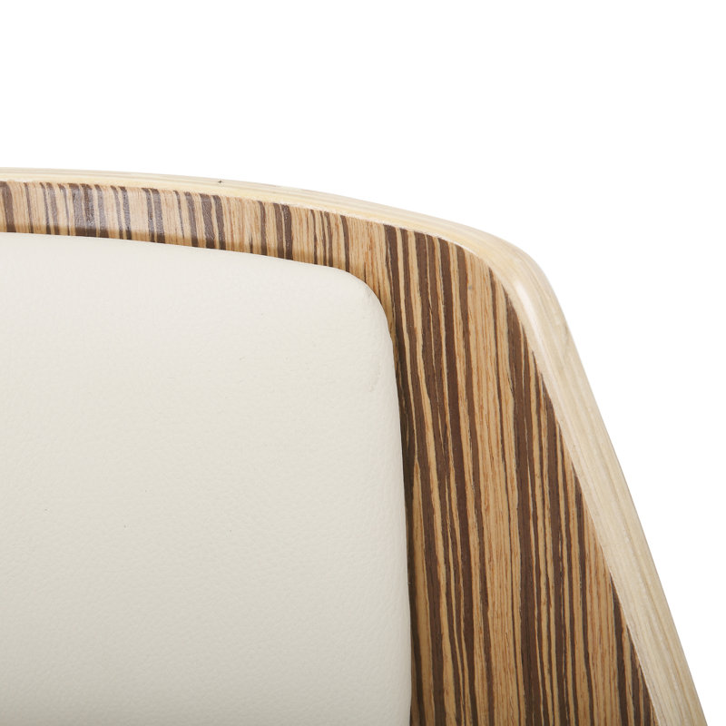 Betuel Swivel Upholstered Counter Stool, Cream Faux Leather/Zebra Frame, Counter Stool (24.5" Seat Height)