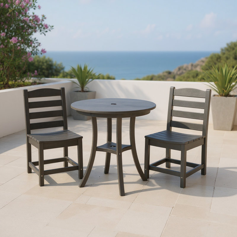 3-Piece Outdoor Dining Set, Gray
