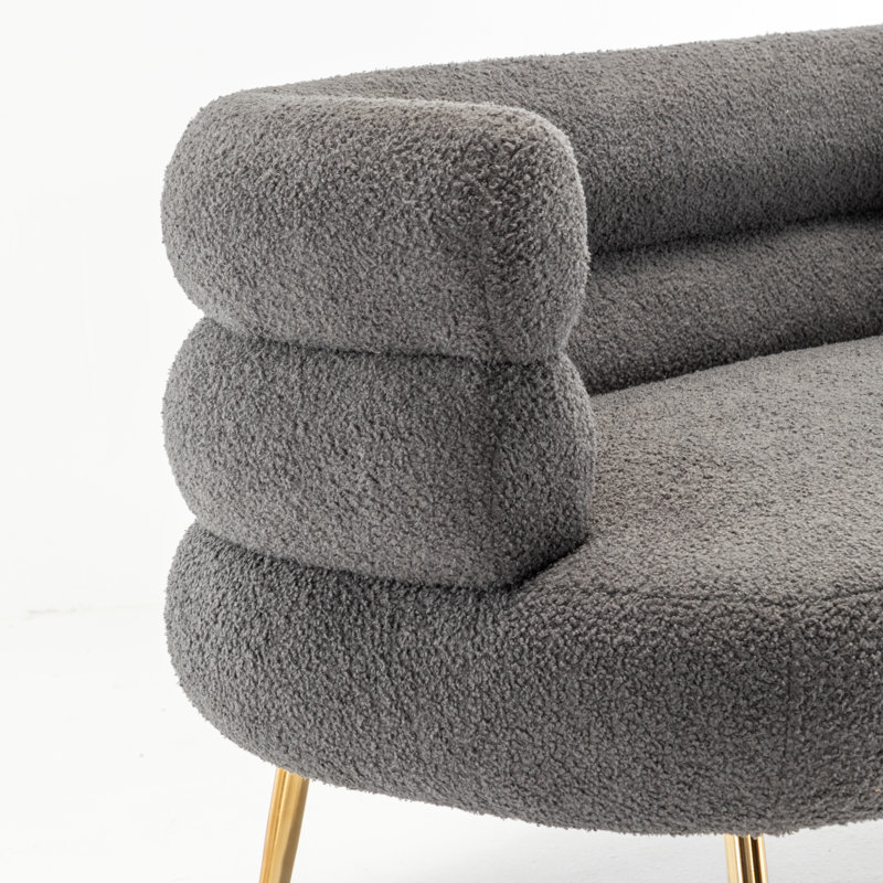 Causeuse rembourrée Demetrius, Tissu gris en peluche