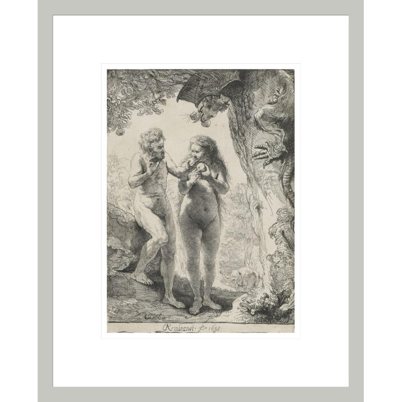 «Adam and Eve» par Rembrandt van Rijn - Reproduction giclée encadrée, H 16,75 po x l 13,58 po