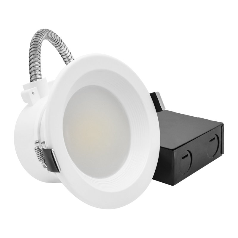Luxrite 4 po Luminaire encastré commercial à DEL, Downlight Canless avec J-Box, 5CCT, à intensité variable, 9W-15W, jusqu'à 1350LM, classé IC, 120-277V, ETL, garniture de cloison