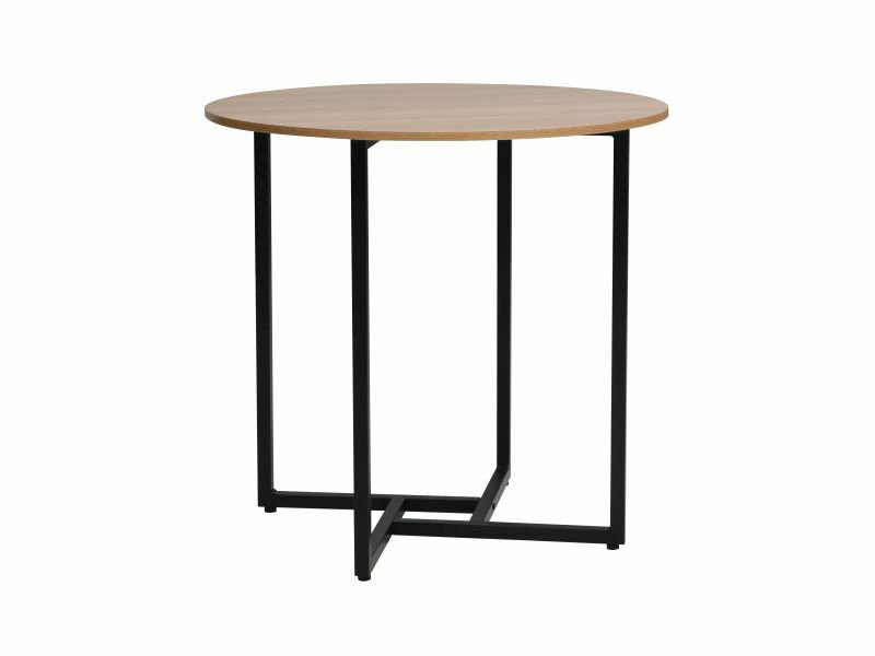 Aliyha Round Metal Base Dining Table, Oak