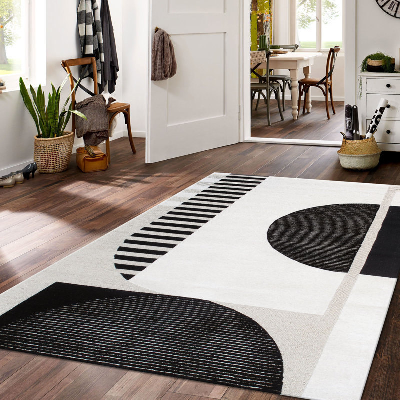 Tapis abstrait touffeté à la main Edgy, Rectangle 8 pi x 10 pi