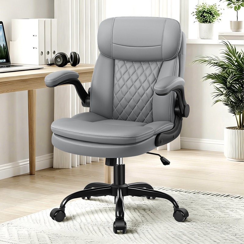 Loriece Ergonomic Executive Office Chair with Flip-Up Armrests, Gray