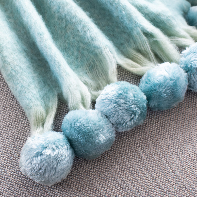 Shae Knitted Throw Blanket, Aqua