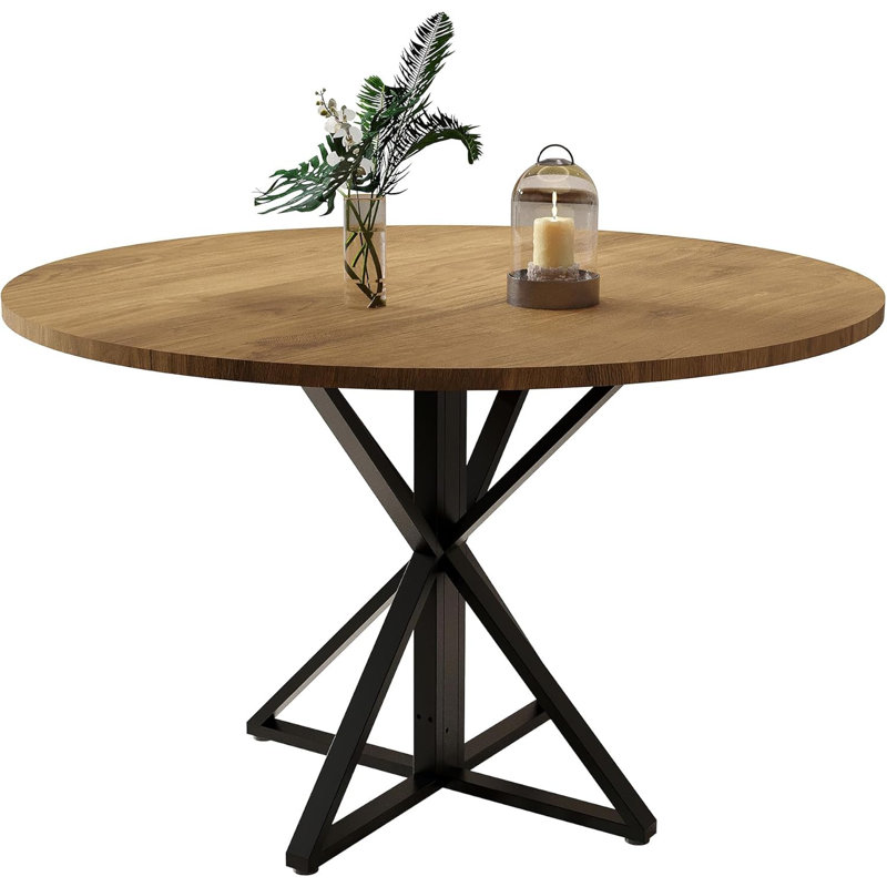 Round Dining Table For 4, 47" Dining Table, Circle Table, Dining Room Table, Brown