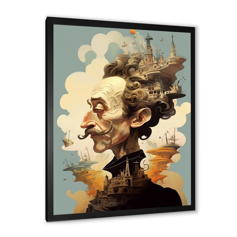 Reproduction sur toile de Dali, H 44 po x l 34 po x P 1,5 po, Cadre simple noir