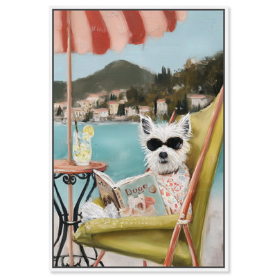 «Beach Reader I Fun Pet», reproduction d'art sur toile par Art Remedy