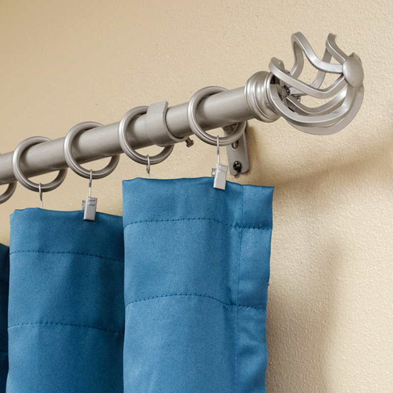 Kamath Steel Adjustable Single Curtain Rod, Brushed Nickel