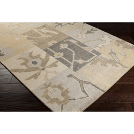 Tapis gris clair / crème en laine noué à la main Dibbie, Rectangle 5 pi x 8 pi