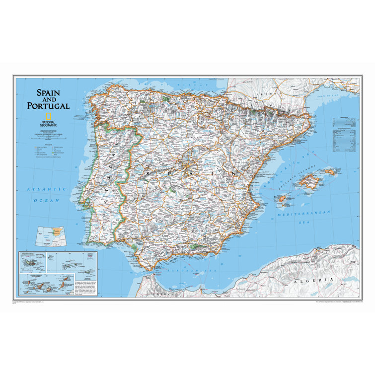 National Geographic Maps Spain and Portugal Classic Wall Map | Wayfair
